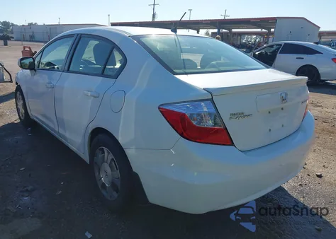 2012 Honda Civic Hybrid from USA, damaged, VIN JHMFB4F39CS008618